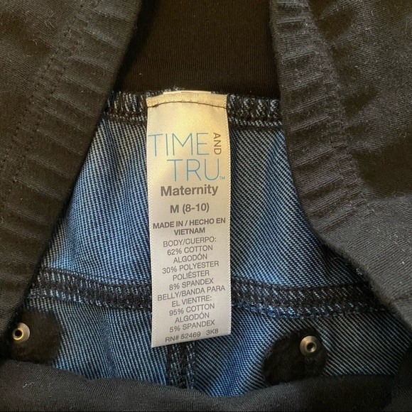NEW Time and Tru Maternity Skinny Leg Crop Belly Band Stretch Blue Jeans Jegging - Picture 6 of 6